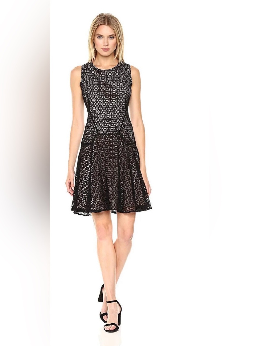Tommy Hilfiger Black Lace Fit-and-Flare Mini Dress